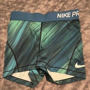 Nike Pro Blue and Green Shorts
